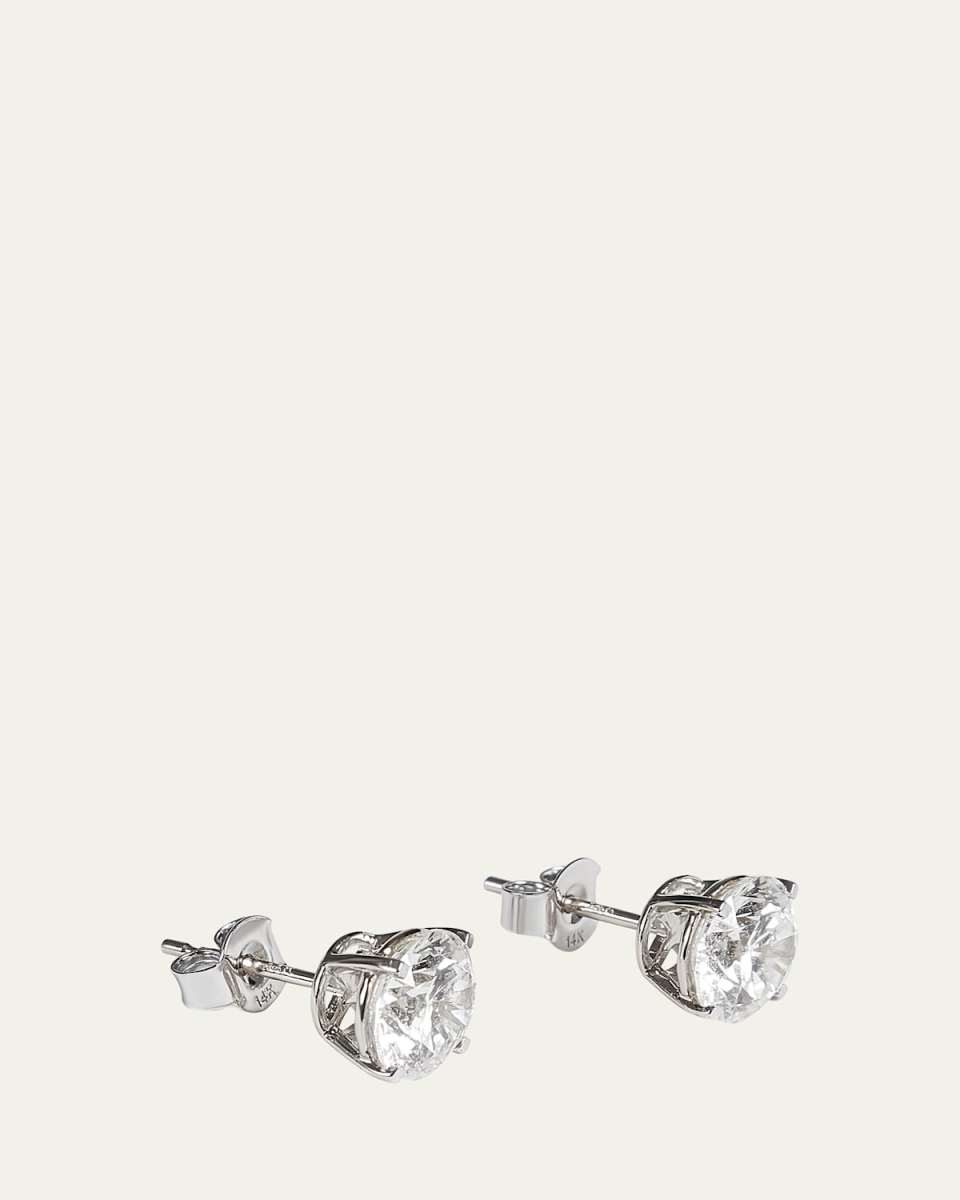 14K White Gold Lab Grown Diamond Stud Earrings, 4.00tcw